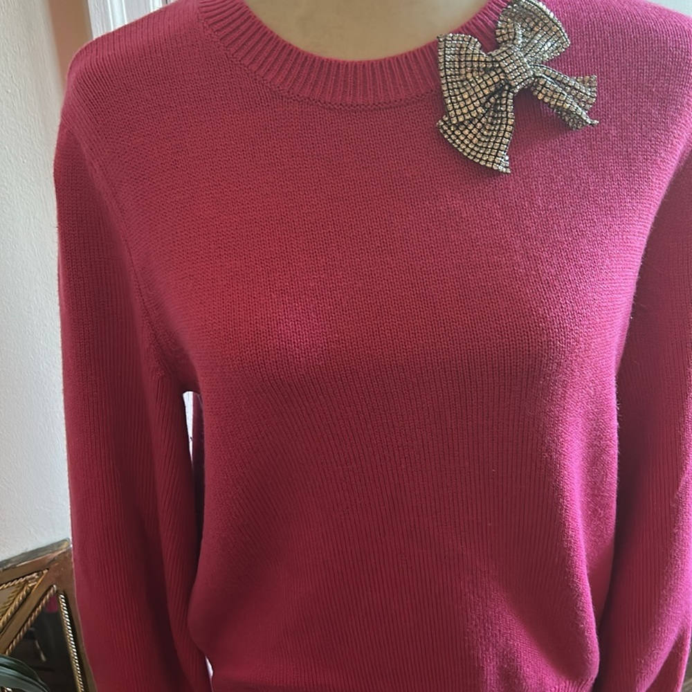 Kate Spade Embellished Bow Sweater Sz. Lg EUC - Picture 7 of 12